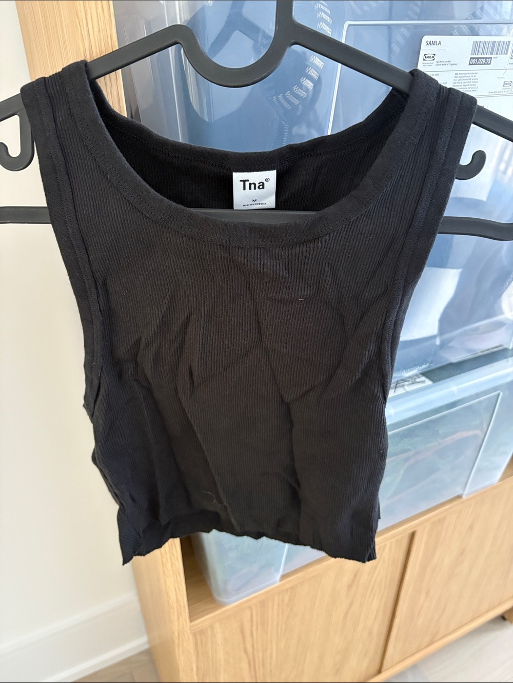 TNA Black Ribbed Crop Tank